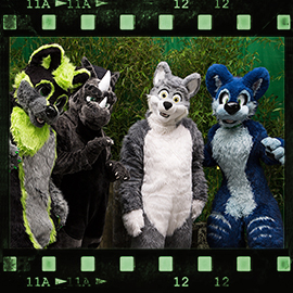 Eurofurence 2015 fursuit photoshoot. Preview picture of Snokami, greeny, Dracus, …